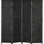 Paravent 4 panneaux, paravent de 5,6 pi de hauteur. Noir avec motif contemporain tissé à la main et plateau arqué pour la maison. Chambre polyvalente, bureau. Structure en bois, sangles en polypropylène. Léger,