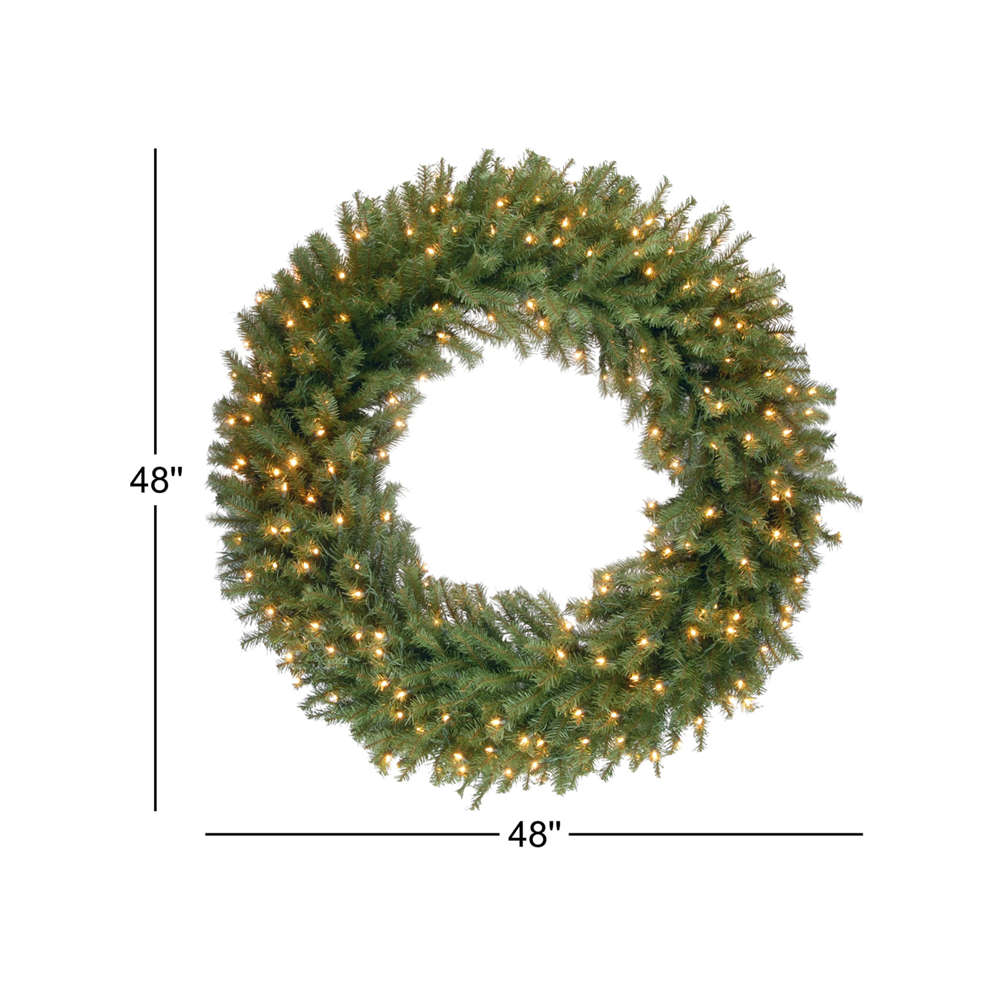 The Holiday Aisle® Norwood Fir Wreath with Lights, 48", Pre Lit-LED