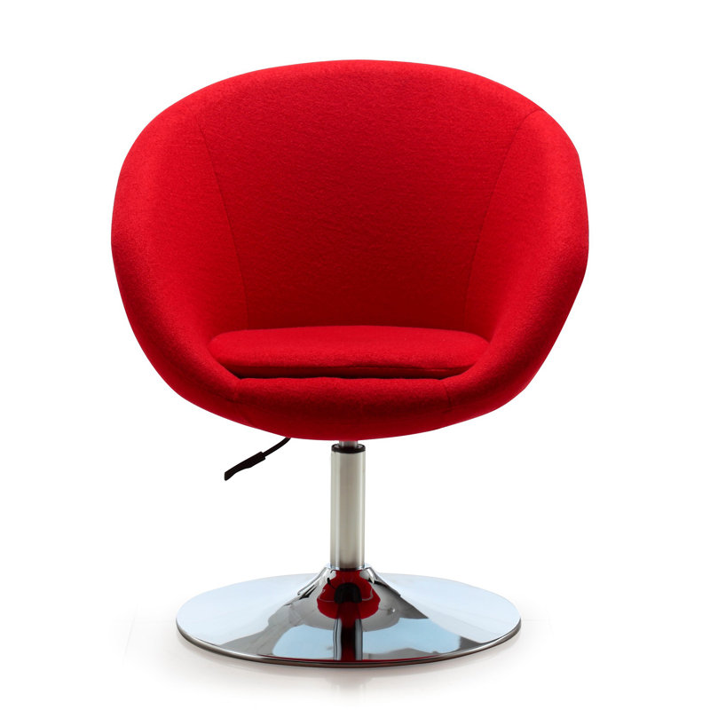 Fauteuil demi-tonneau pivotant de 26 po Helmuth, Laine rouge