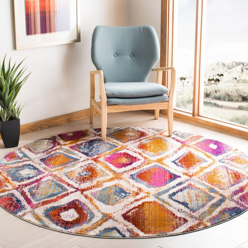 Damon Performance Geometric Rug, Square 6'7"