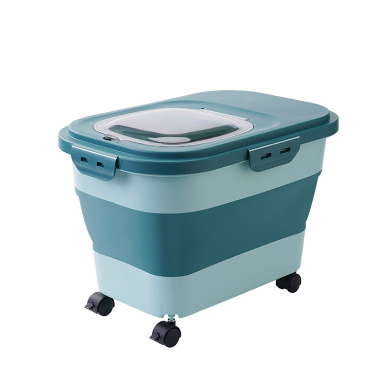 Contenant alimentaire pliable pour chat 33LB avec couvercles, Vert