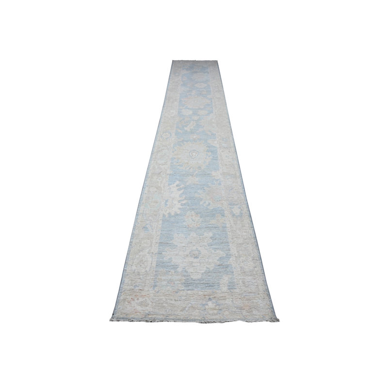 Tapis oriental grand noué à la main 2 pi 7 po x 15 pi 3 po Angora Oushak