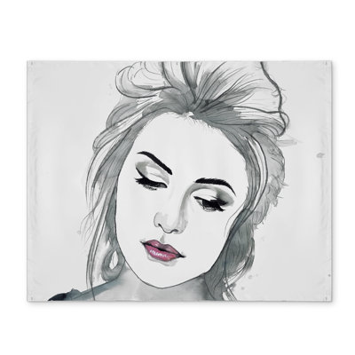 Napperon blanc bohémien - aquarelle délicate femme