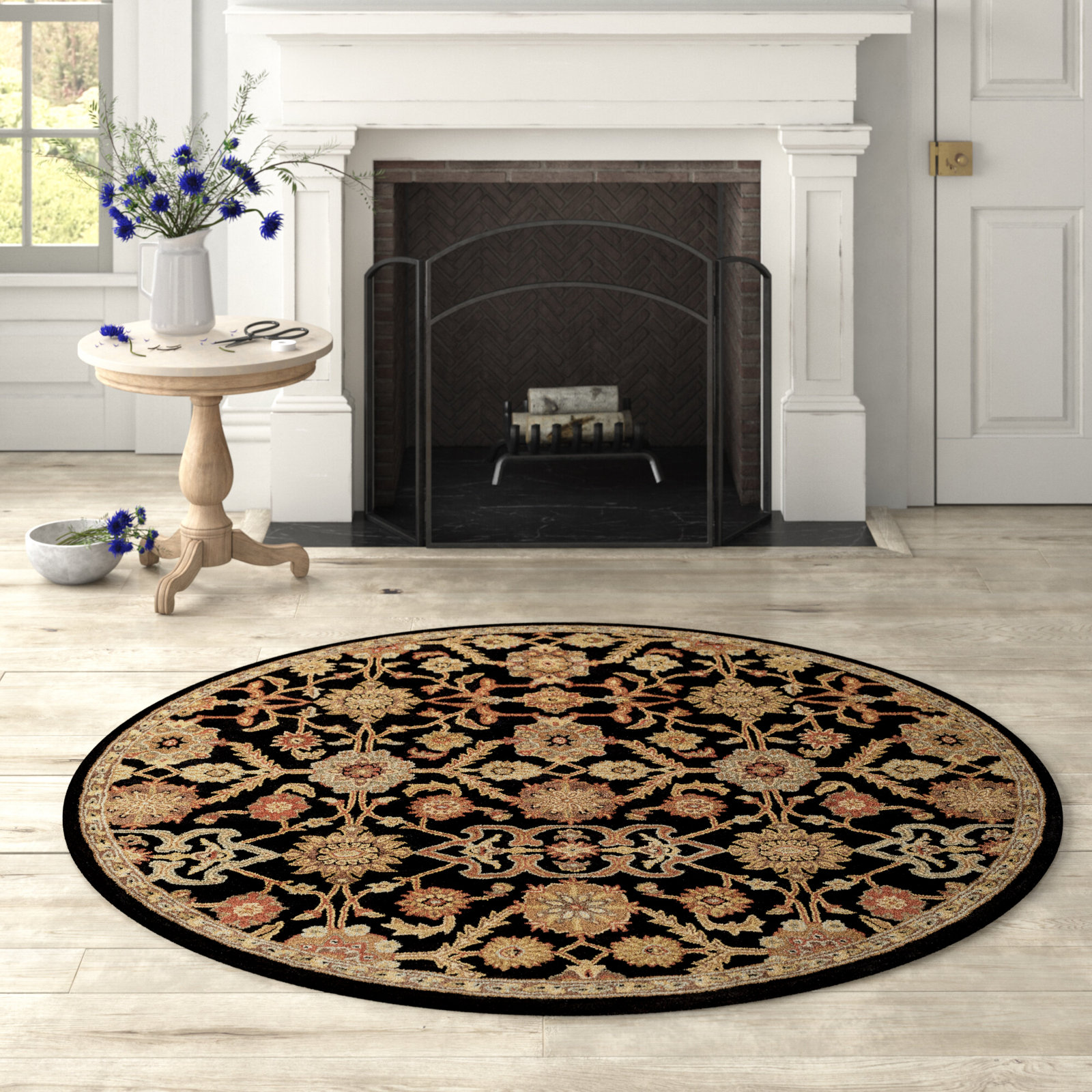 Redwood Hand Tufted Wool Black/Rust Red/Beige Rug, Round 6'