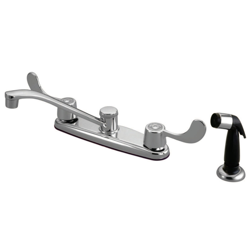 Kingston Brass Magellan Two-Handle 4-Hole 8" Centerset Kitchen Faucet with Side Sprayer
