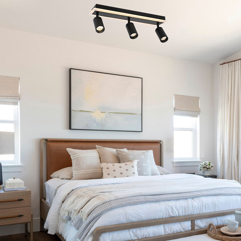 Plug In Track Lighting, LED Rotatable Heads 5 Ways Track Lighting, Track Lighting Fixtures Ceiling, Modern Black Track Light For Kitchen, Living Room. (Built-In LED Bulbs Included)