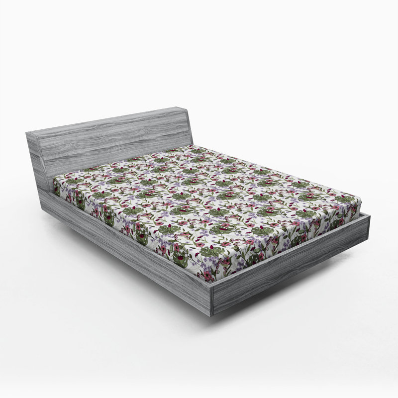 Microfiber Floral Fitted Sheet, Full/Double Fitted Sheet