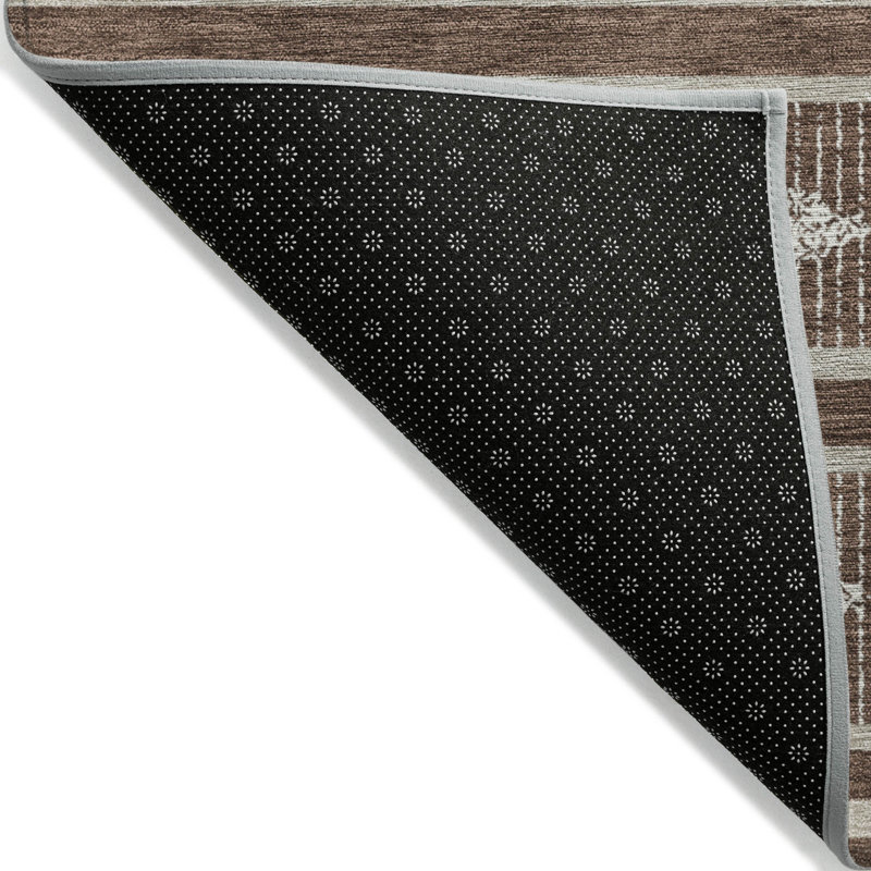 Brown Diamond Pattern Washable Synthetic Area Rug 10' x 14'