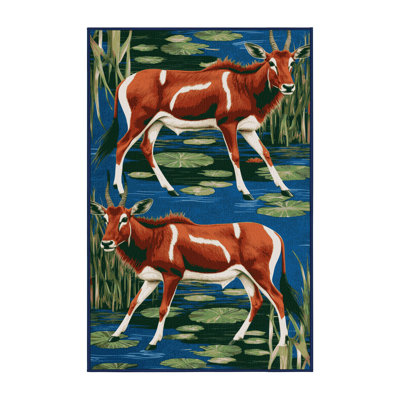  Washable Sitatunga Wildlife Area Rug