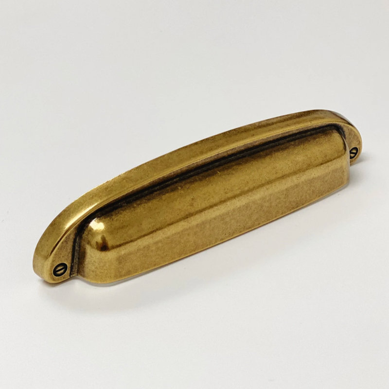 Antique Brass "Capri" 6-3/8 Inch Drawer Cup Pull, Antique Brass, 3.75"