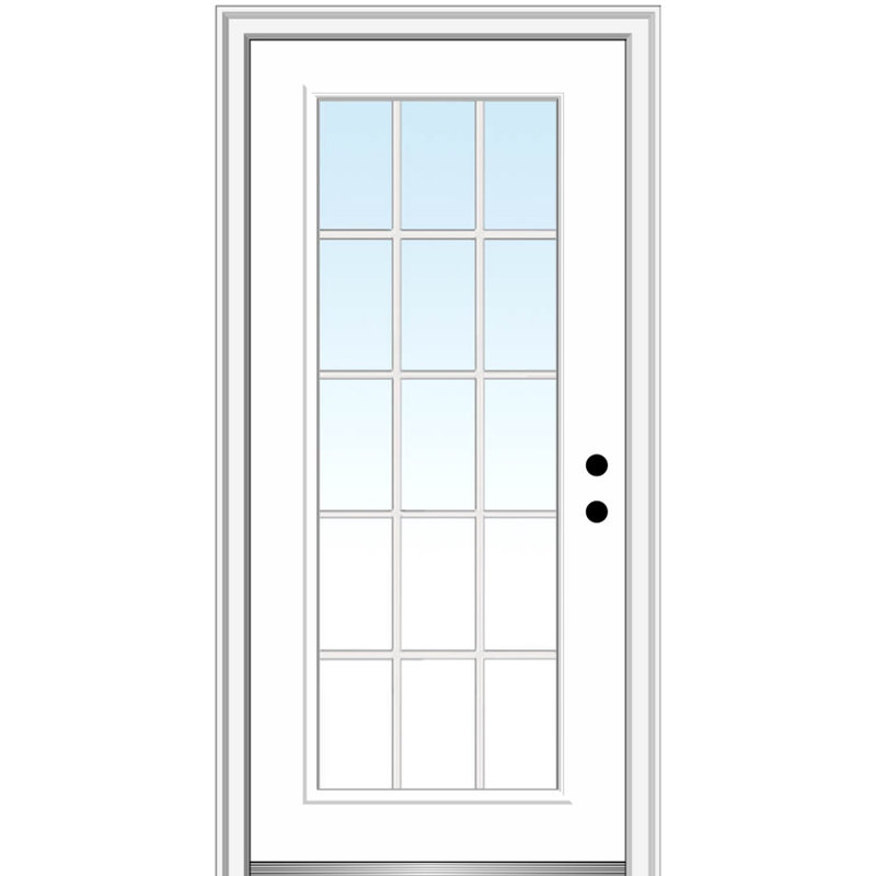 Portes d'entrée intérieures pré-suspendues en acier apprêté avec grilles internes, S'ouvre à gauche vers l'intérieur