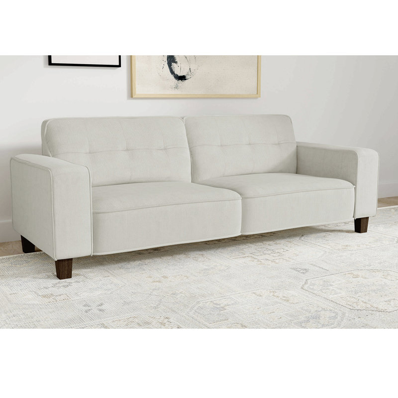 Evoke Greige Upholstered Tufted Sofa