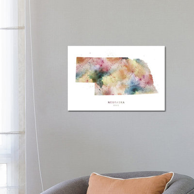Nebraska State Map - Wrapped Canvas Painting