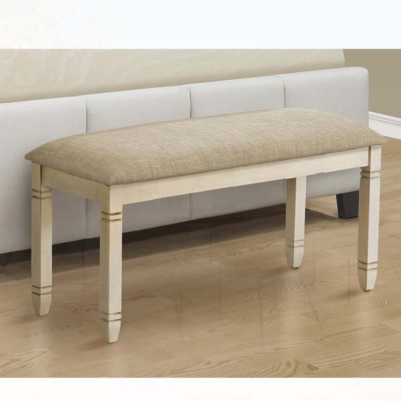 Bench, 41" Rectangular, Kitchen, Dining Room, Entryway, Bedroom, Upholstered, Wood, Transitional, Cream