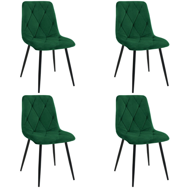 Krzesło Zieleń 47cm H Tufted Velvet Upholstered Upholstered Back Side Chair, Green