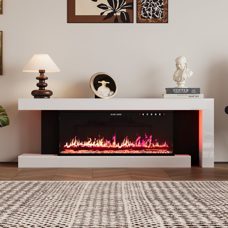 67'' W TV Stand Media Console With Electric Fireplace Heater