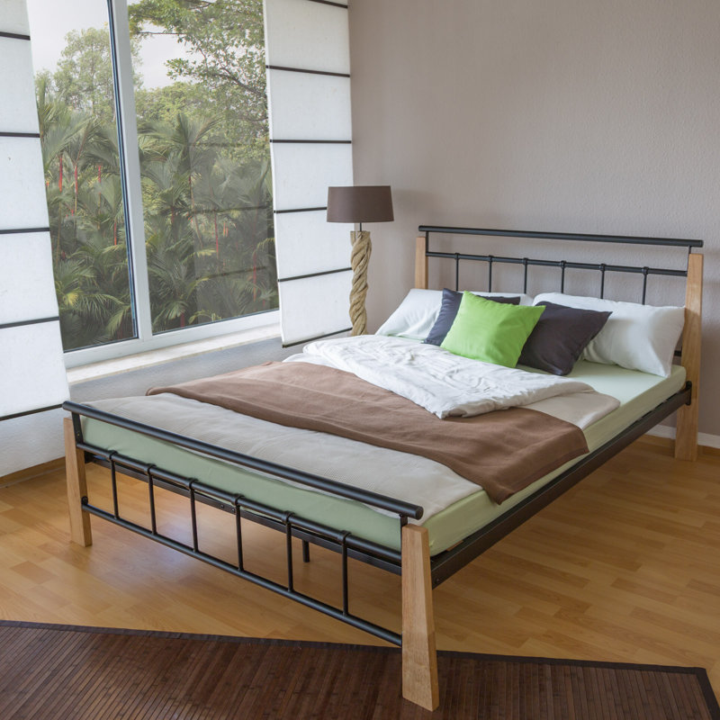 Metallbett Morgantown mit Lattenrost, Super King (6'), Beige-grey/Black