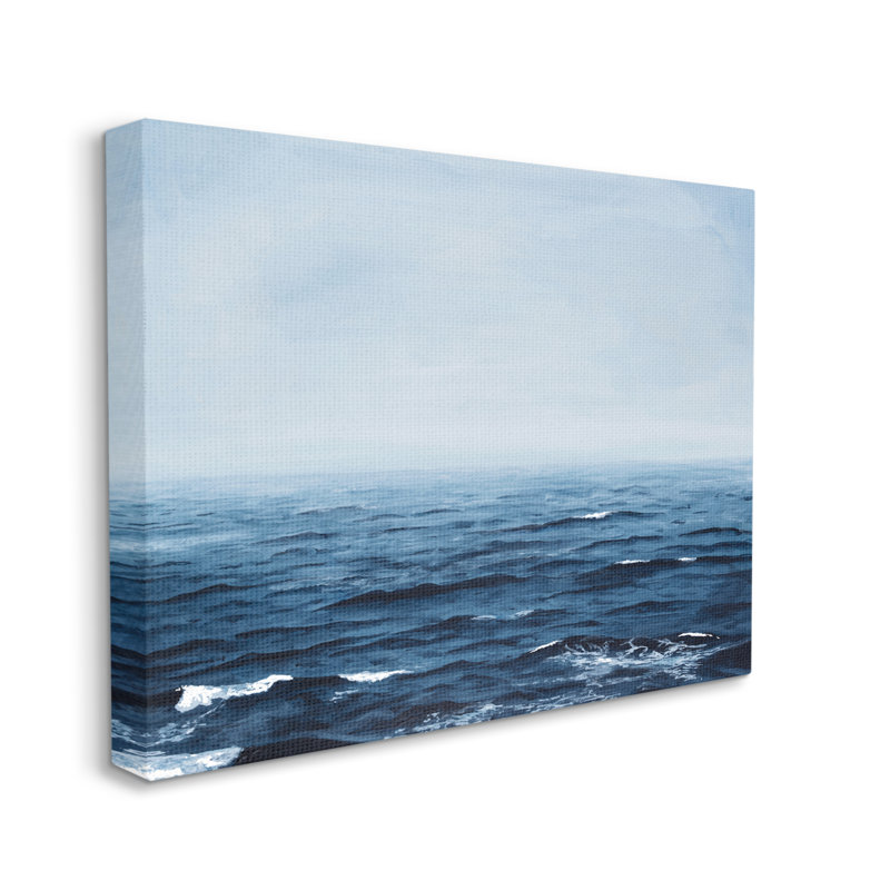 «Choppy Ocean Water Waves Foggy Nautical Horizon» par Michael Willett - peinture à cadre flottant sur toile, Toile tendue