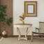Table d'appoint ronde, style, petite taille, pieds courbés, aspect vieilli, bois naturel, 2 tiroirs de rangement, finition repas de style construction et placage de bois de sapin