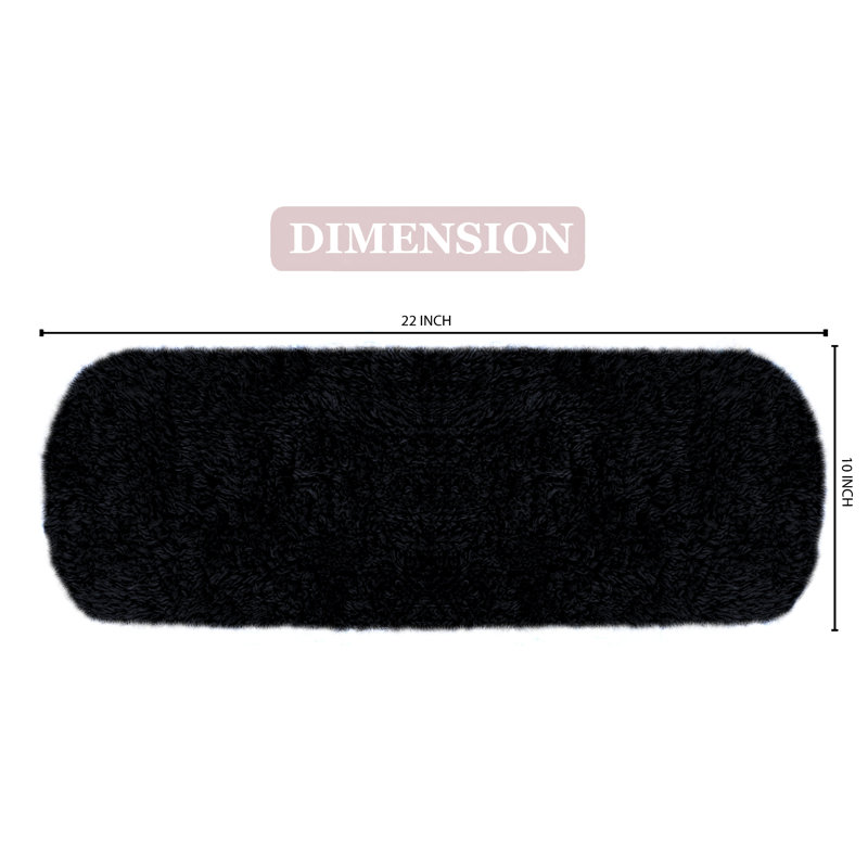 100% Cotton Tufted Bath Rug, Extra Soft & Machine Washable 10x22" Tank Cover, Black