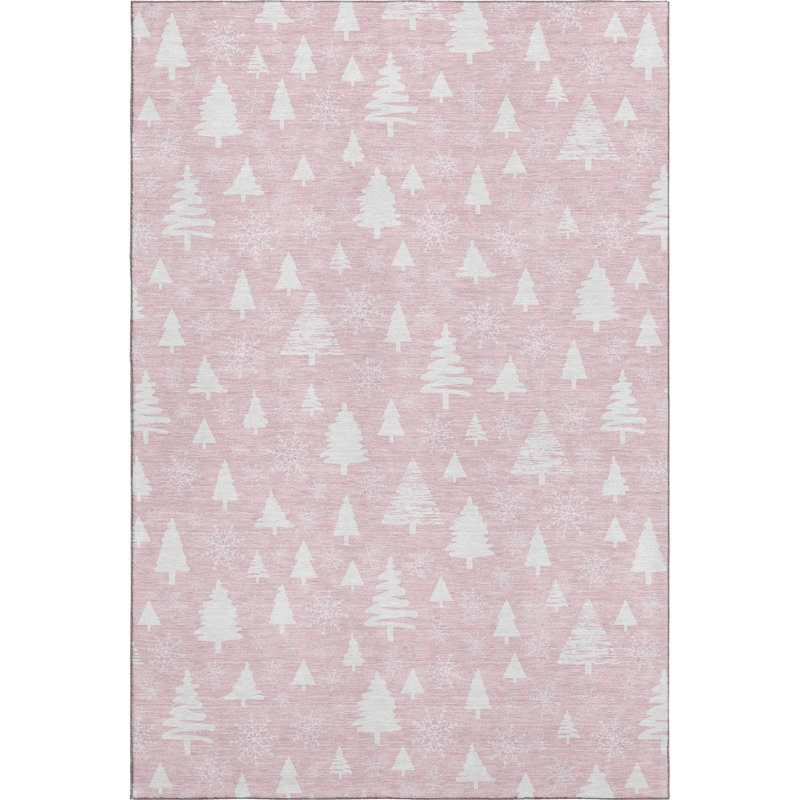 Premium Machine Washable Dockside AMF1815 Christmas Trees Rug, Rectangle 3' x 5'