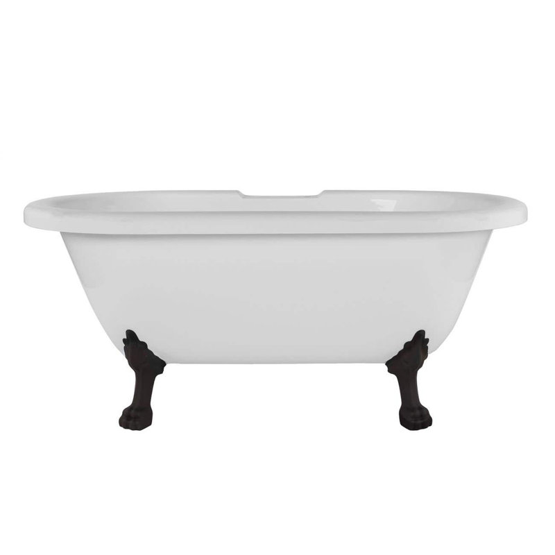 66.75'' x 30'' Freestanding Soaking Acrylic Bathtub, White / Oil Rubbed Bronze