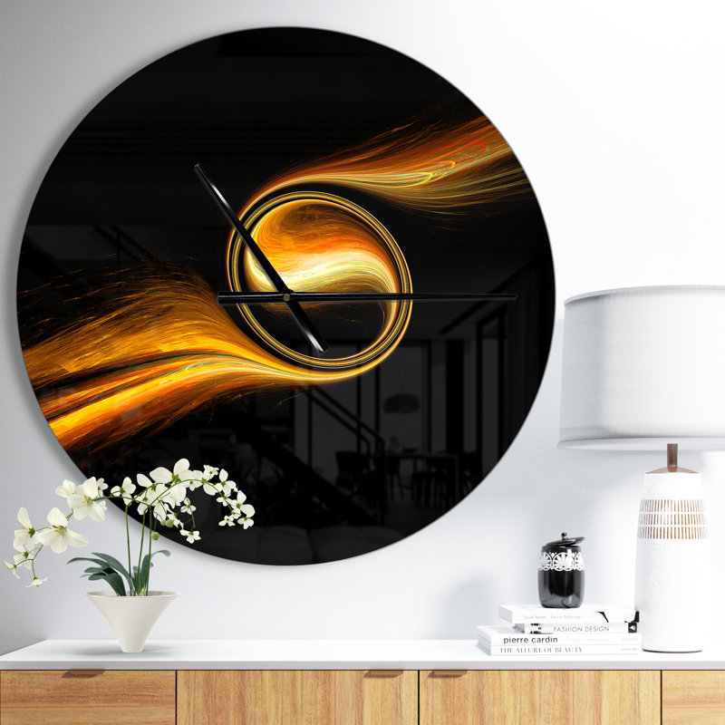 Fractal 3D Dancing Yellow Design - horloge murale moderne, Moyen