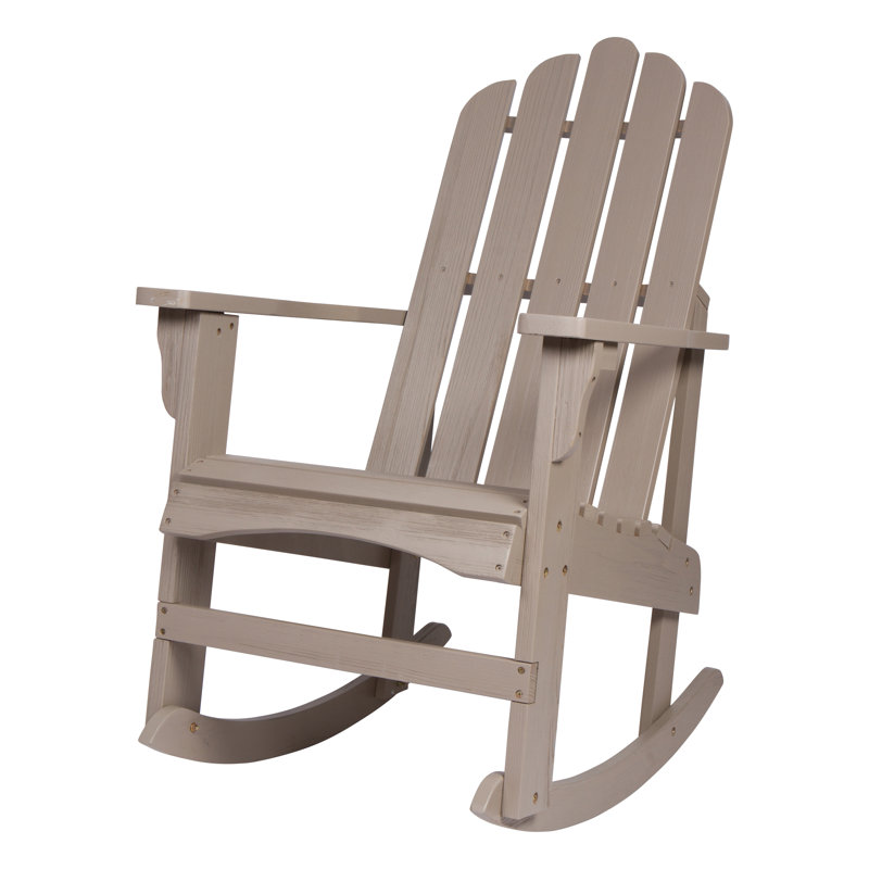 Chaise Adirondack à bascule en bois massif Janes, Pierre grise