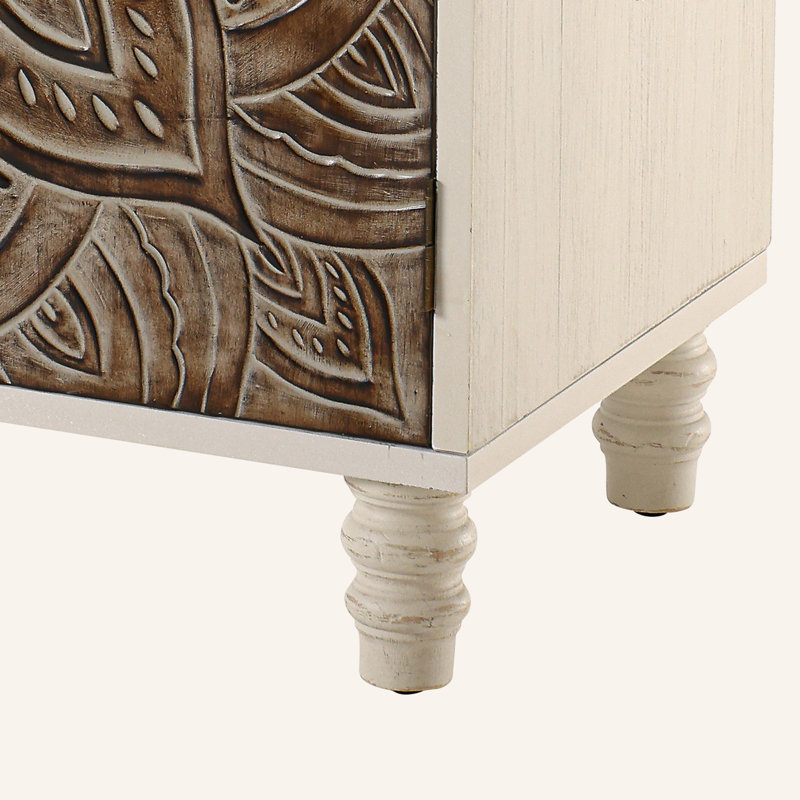Carved 2-Door Storage Accent Cabinet