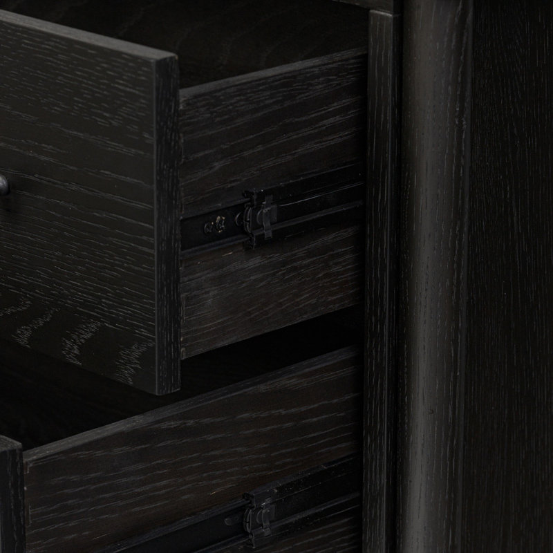 Linda 30'' W Solid Wood Nightstand, Ebony Oak