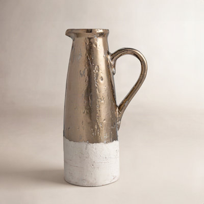 Libra Sienna Brown Ceramic Pitcher Vase