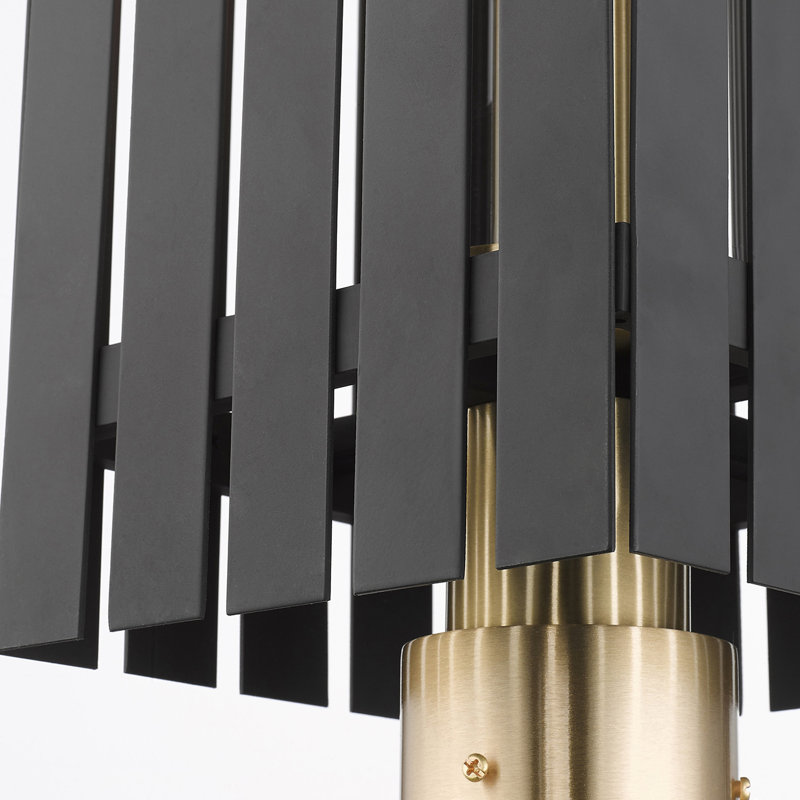 Tête de lanterne câblée à 1 lumière H 19,75 po Sidley, Noir / laiton satiné