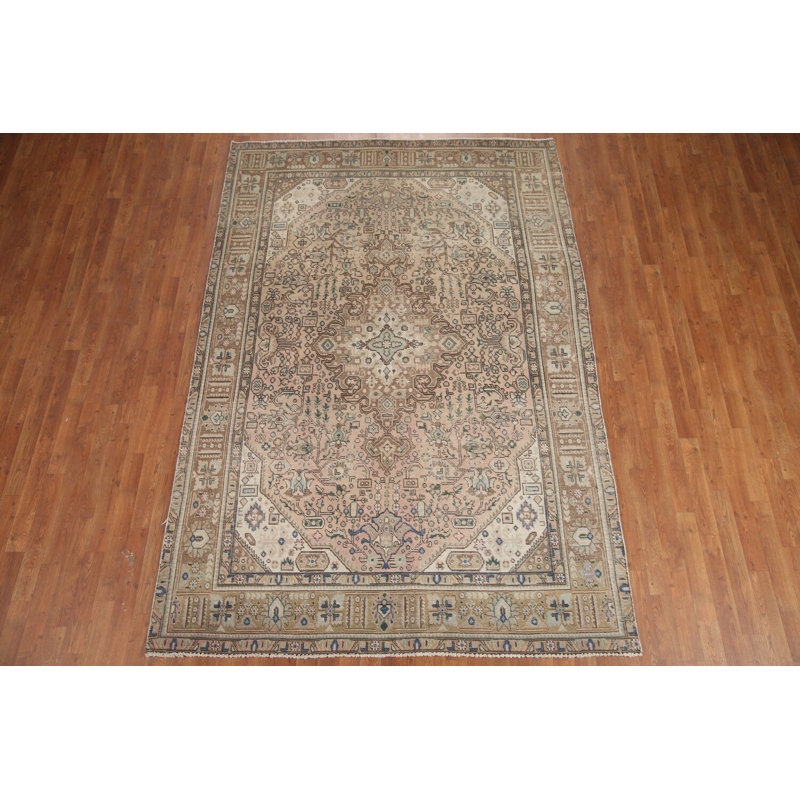 Tapis traditionnel en laine à motif géométrique 6 x 9