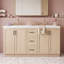 Meuble-lavabo double avec armoire, tiroirs et portes
