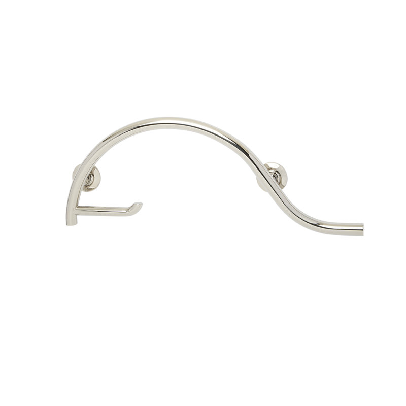 30" Pismo Curved Grab Bar with Toilet Paper Holder, Satin Stainless