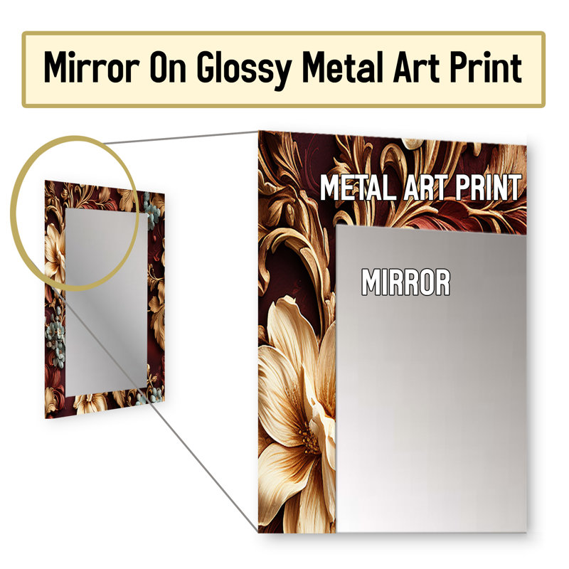 Motif victorien rustique de brocart rustique - miroir mural floral, 32 po x 24 po