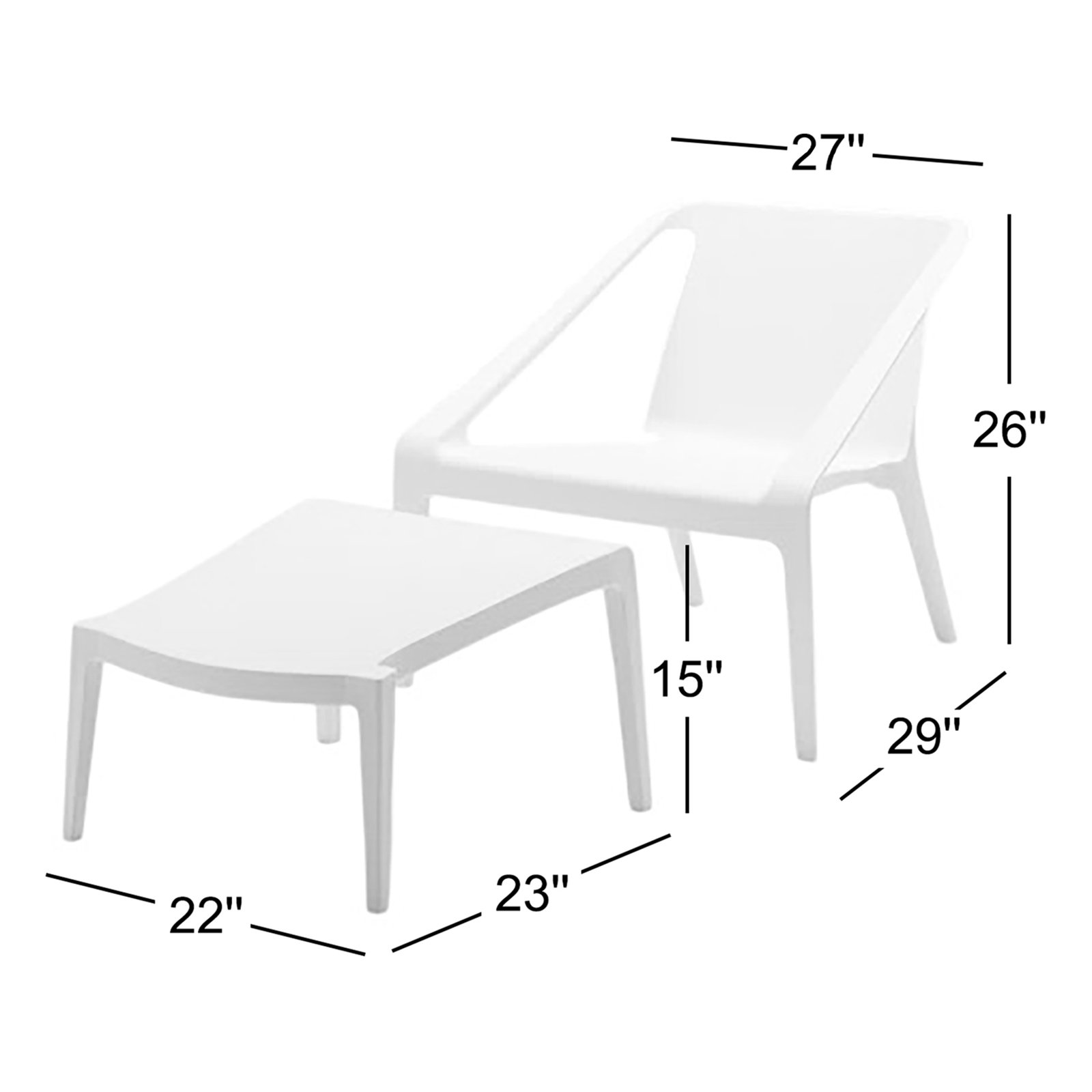 Marselia Outdoor Lounge Chair with Ottoman, White