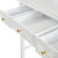 Coiffeuse blanche avec miroir réversible à quatre feuilles, poignées dorées, 5 tiroirs pour cosmétiques, ensemble de sièges confortables de différentes tailles, tabouret