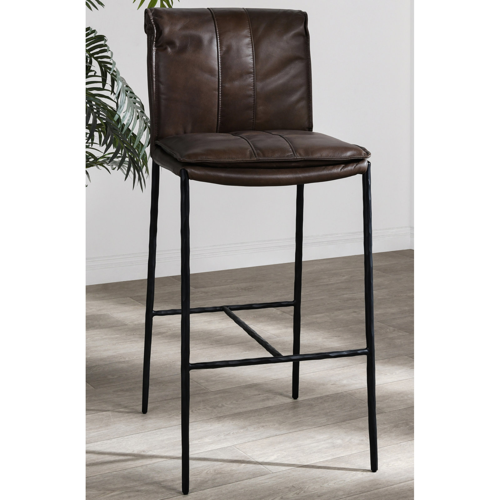 Mayer Leather Stool, Bar Stool (31" Seat Height), Brown