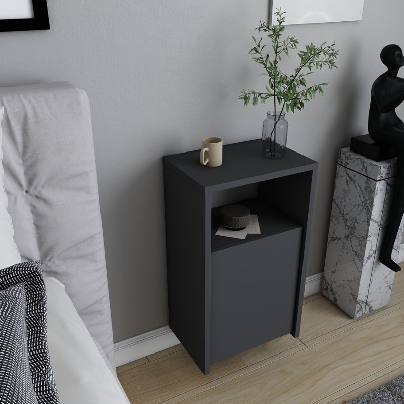 Ronassi 39.8cm W Bedside Table, Anthracite
