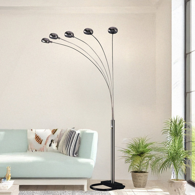 LAMPE DE STYLE À 5 CAPUCHONS H 84 po H ARGENTÉ (1PC / CTN) (2,24 / 33,97), Nickel brossé