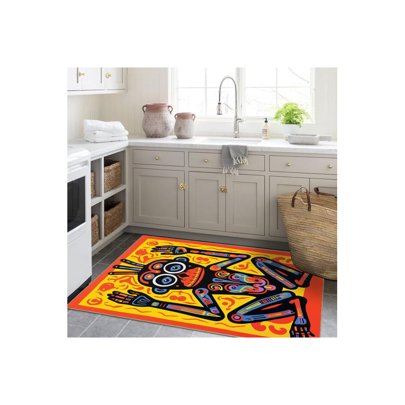Tapis décoratif multicolore lavable à motif abstrait à motif de singes, Tapis de couloir 3 pi 3 po x 6 pi 7 po inclus