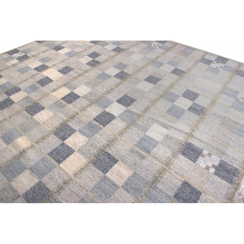 Scandinavian Wool Striped Area Rug, Rectangle 10' x 14'