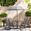 Ensembles de salle à manger de patio moderne, ensemble compact en verre et acier avec parasol