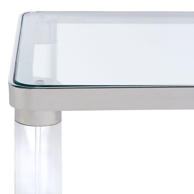 Nikkayla 51'' Glass Top Console Table, Chrome/Silver