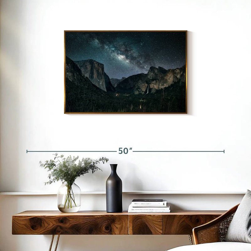 Stargazing At Yosemite, Cadre flottant doré, 31 po x 21 po