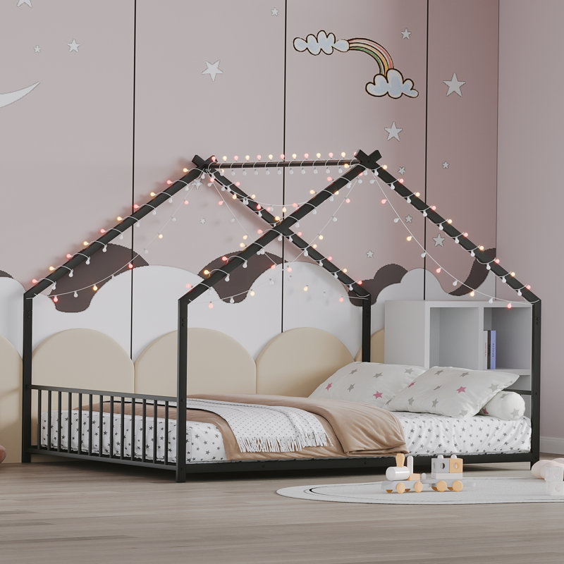 Lits robustes en fer avec DEL colorée, conception de toit moderne pour les enfants