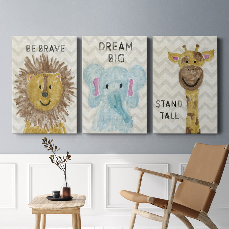 Safari Stand Tall - ensemble de 3 reproductions d'art sur toile tendue, H 48 po x l 96 po x P 1 po