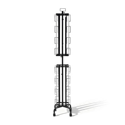 Greeting Cards Display Rack, 32 Pockets Rotating Postcard Brochure Display Stand, 360° Spinning Card Display Rack with Sign Holder & 4 Wheels (2 Locka