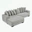 Canapé modulaire en L Corduroy avec coussins et repose-pieds-1804937492